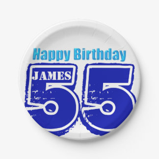 Happy 55. Geburtstag Personalisierte Papierplatte Pappteller