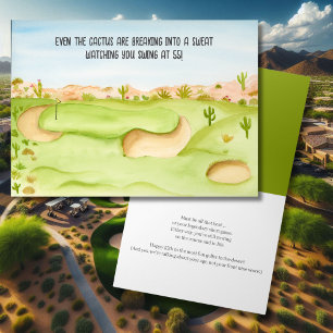 Happy 55. Geburtstag Wüste Golfplatz Wasserfarbe Karte
