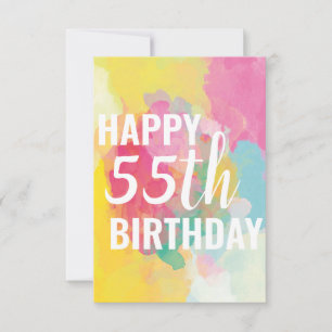 Happy 55. Geburtstagskarte ("Aquarellfarben")