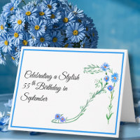 Happy 55. September Geburtstag Blue Aster Blume