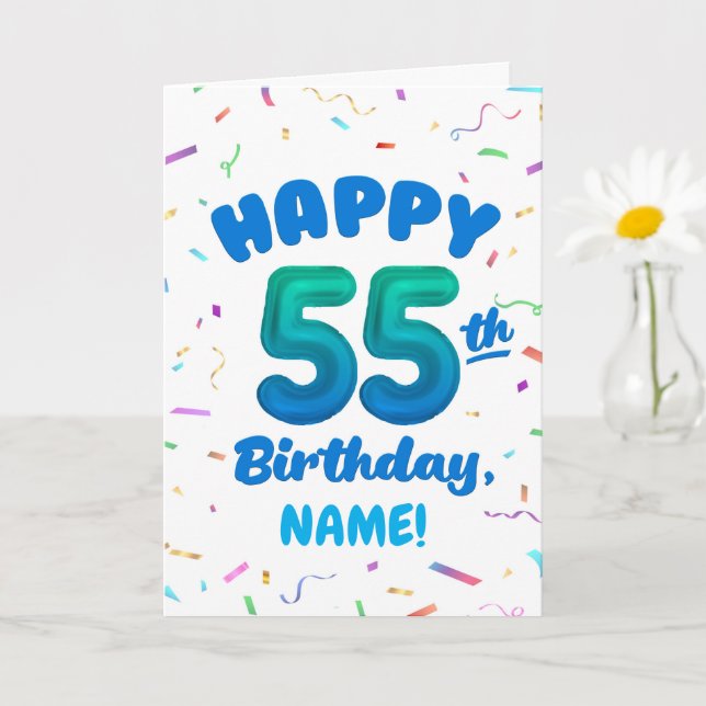 Happy 55th Birthday Card with Custom Name Karte (Kleine Pflanze)