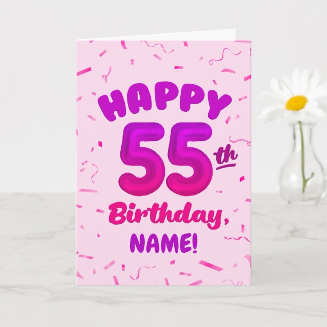 Happy 55th Birthday Card with Custom Name Karte (Kleine Pflanze)