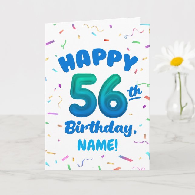 Happy 56th Birthday Card with Custom Name Karte (Kleine Pflanze)