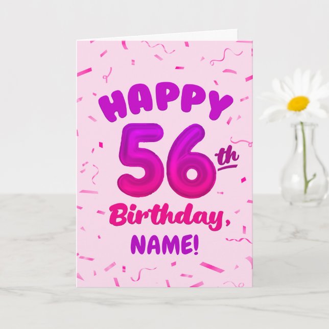 Happy 56th Birthday Card with Custom Name Karte (Kleine Pflanze)
