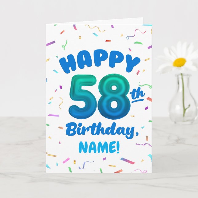 Happy 58th Birthday Card with Custom Name Karte (Kleine Pflanze)