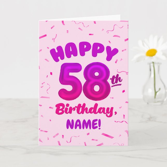 Happy 58th Birthday Card with Custom Name Karte (Kleine Pflanze)