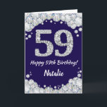 Happy 59. Geburtstag Navy Blue und Silver Glitzer Karte<br><div class="desc">Happy 59. Geburtstag Navy Blue und Silver Glitzer Card mit personalisiertem Namen. Für weitere Anpassungen klicken Sie bitte auf die Schaltfläche "Anpassen" und verwenden Sie unser Designwerkzeug,  um diese Vorlage zu ändern.</div>