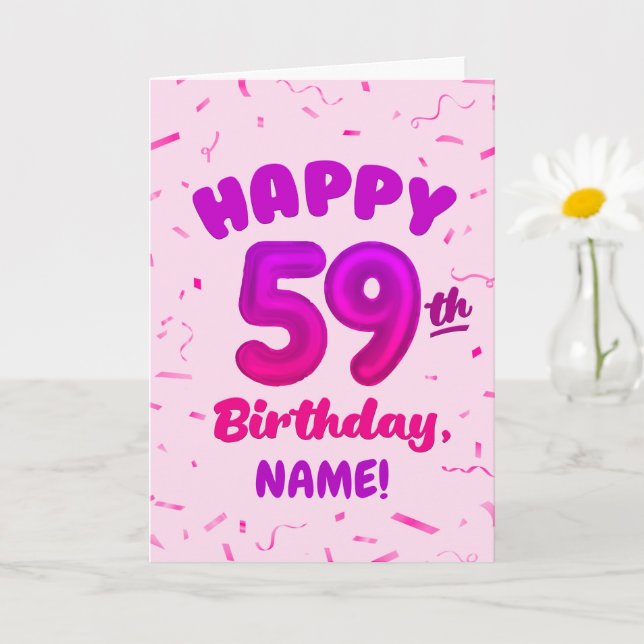 Happy 59th Birthday Card with Custom Name Karte (Kleine Pflanze)