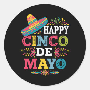 Happy 5 De Mayo Lasse Fiesta Viva Mexico Cinco De Runder Aufkleber