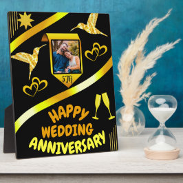 Happy 5. Hochzeit Jahrestag Black & Gold Moderne Fotoplatte