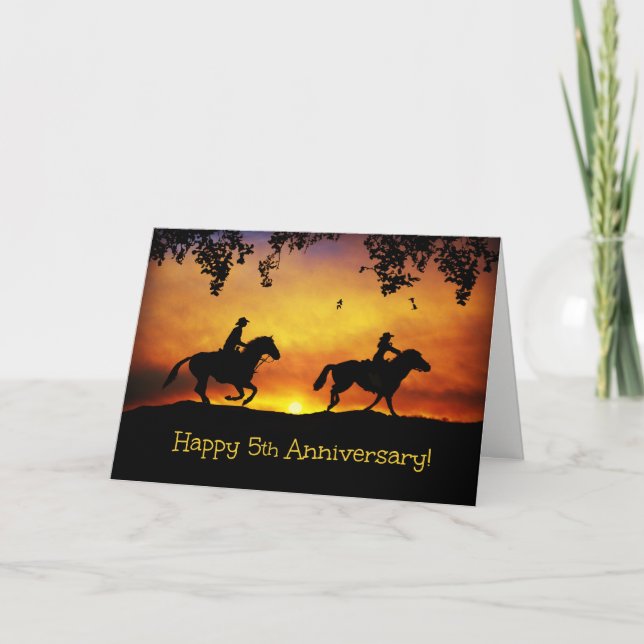 Happy 5. Jubiläum Rustic Country Western Card Karte (Vorderseite)