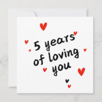 Happy 5 Year Jubiläumskarte - Liebe & Herz