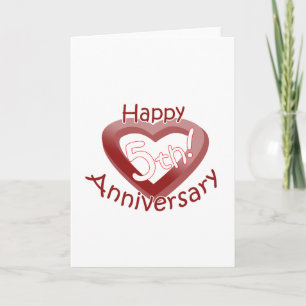 "Happy 5th Anniversary" Herzdesign Karte