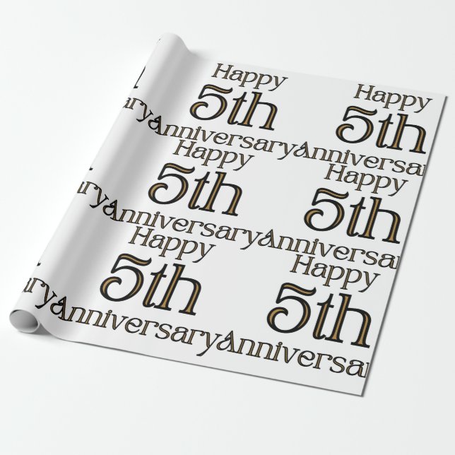 Happy 5th Anniversary Wrapping Paper Geschenkpapier (Ungerollt)