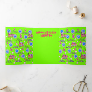 Happy 5th Birthday Card, #5 Green Dreifach Gefaltete Karte