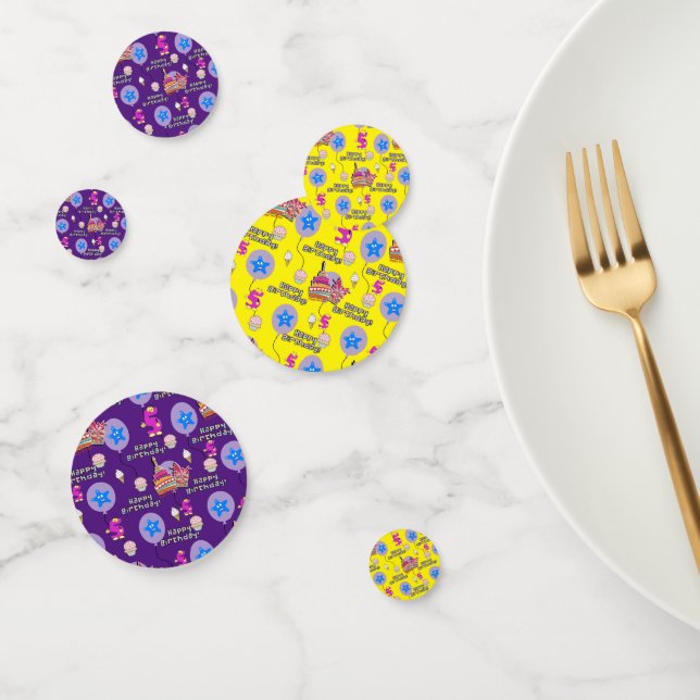 Happy 5th Birthday Confetti, #5 Lila & gelb Konfetti (Gruppe)