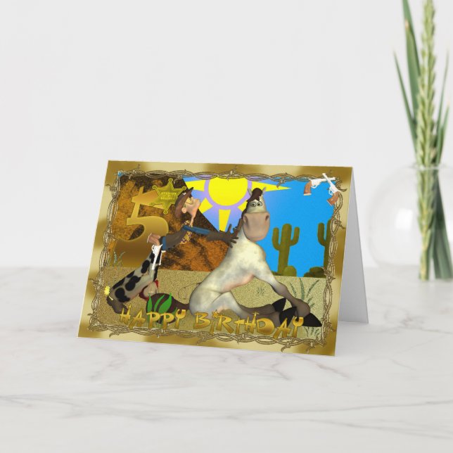 Happy 5th Birthday Cowboy card Karte (Vorderseite)