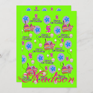 Happy 5th Birthday Einladung Geburtstag #5 Green