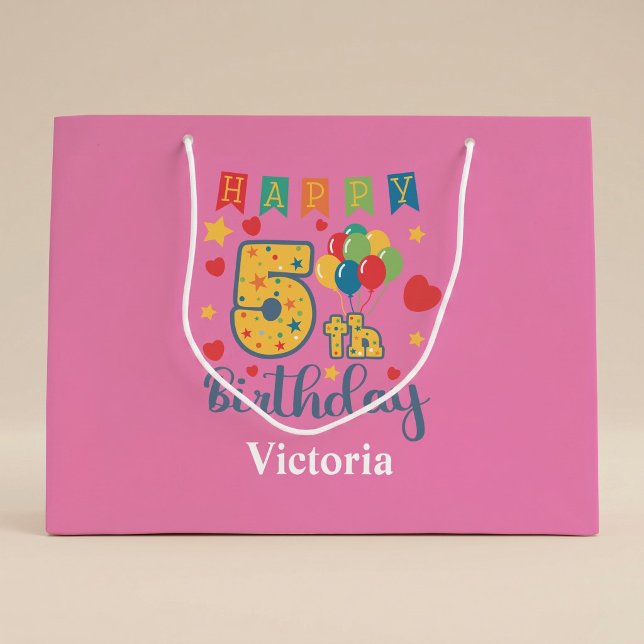 Happy 5th Birthday Große Geschenktasche Geschenktüte (Von Creator hochgeladen)
