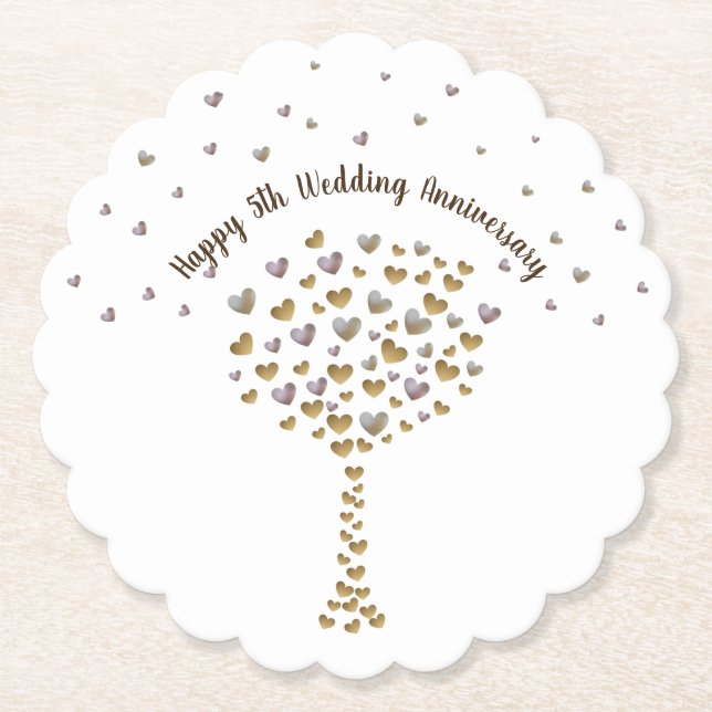 Happy 5th Wood Wedding Anniversary Untersetzer (Vorderseite)