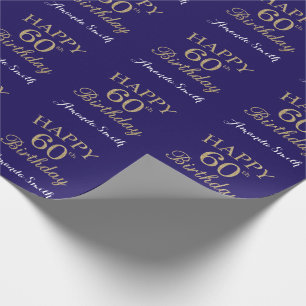 Happy 60. Geburtstag Gold Glitzer und Navy Blue Geschenkpapier