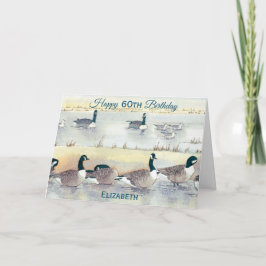 Happy 60. Geburtstag Goose Bird Art Watercolor Car Karte