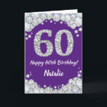 Happy 60. Geburtstag Lila und Silver Glitzer Card Karte<br><div class="desc">Happy 60. Geburtstag Lila und Silver Glitzer Card mit personalisiertem Namen. Für weitere Anpassungen klicken Sie bitte auf die Schaltfläche "Anpassen" und verwenden Sie unser Designwerkzeug,  um diese Vorlage zu ändern.</div>