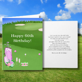 Happy 60. Geburtstag Pink Golf Bag auf Golfplatz Karte