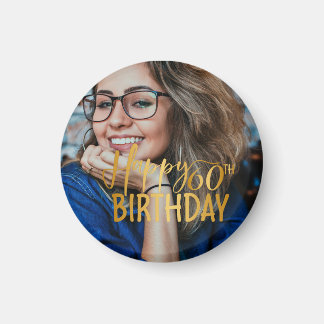 Happy 60. Geburtstag Script Personalisiertes Foto Magnet