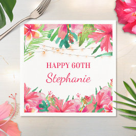 Happy 60. Geburtstag Tropical String Light Hawaiia Serviette
