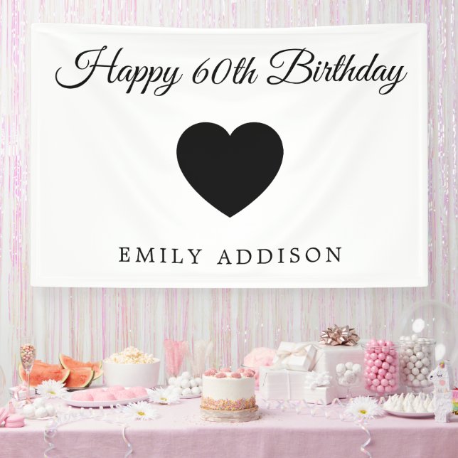 Happy 60. Geburtstag Weißes Banner mit individuell (Party)