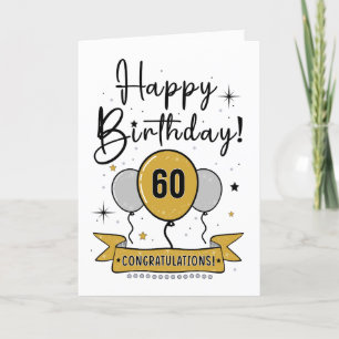 Happy 60. Geburtstagskarte in Gold Dankeskarte