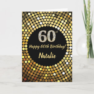 Happy 60. Geburtstagskarte Schwarz/Gold Glitzer Karte