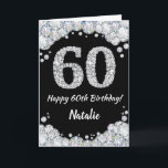 Happy 60. Geburtstagskarte Schwarz und Silberner G Karte<br><div class="desc">Glückliche 60. Geburtstagskarte Black and Silver Glitzer Card mit personalisiertem Namen. Für weitere Anpassungen klicken Sie bitte auf die Schaltfläche "Anpassen" und verwenden Sie unser Designwerkzeug,  um diese Vorlage zu ändern.</div>