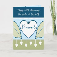 Happy 60. Jubiläum Namen blau grün hinzufügen