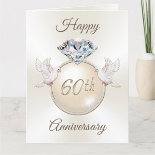 Happy 60th Anniversary Card Diamond, 2 Love Birds Karte