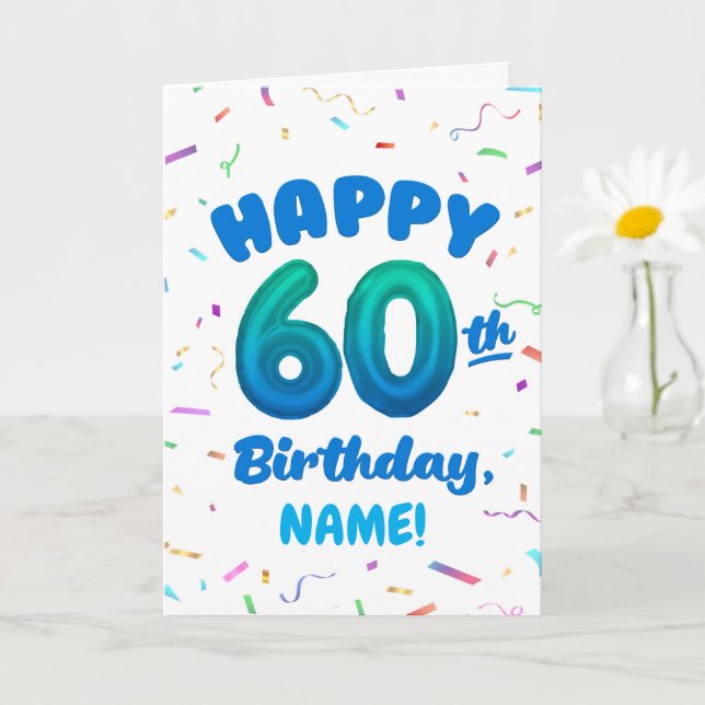 Happy 60th Birthday Card with Custom Name Karte (Kleine Pflanze)