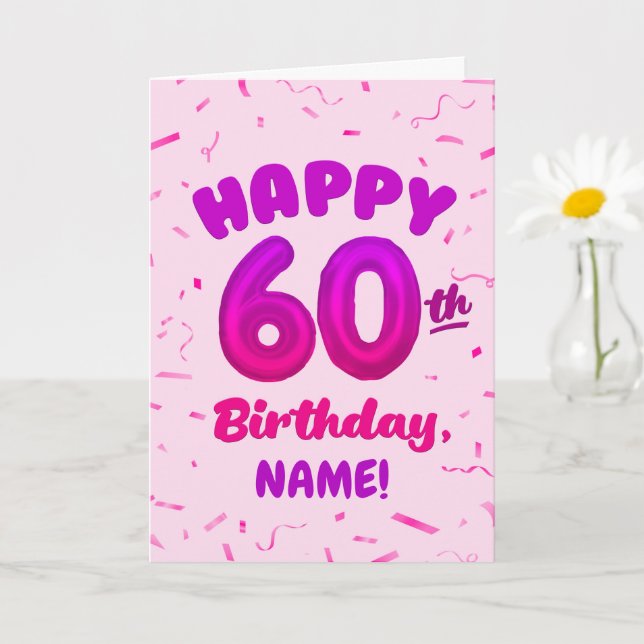 Happy 60th Birthday Card with Custom Name Karte (Kleine Pflanze)
