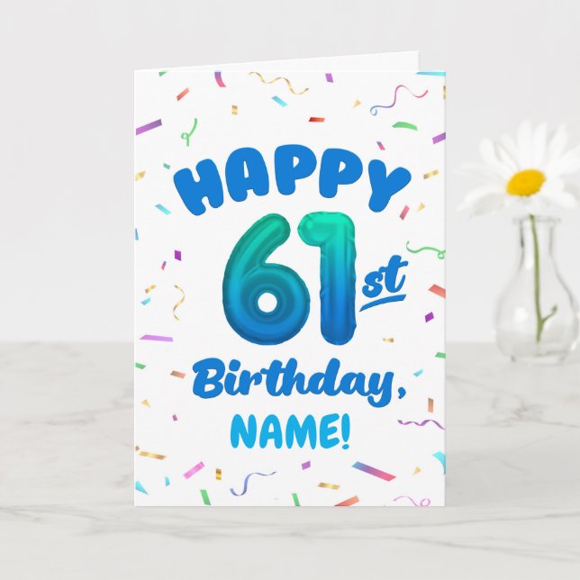 Happy 61st Birthday Card with Custom Name Karte (Kleine Pflanze)