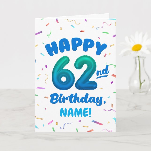 Happy 62nd Birthday Card with Custom Name Karte (Kleine Pflanze)