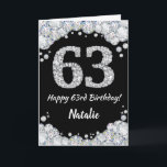 Happy 63. Geburtstagskarte Black and Silver Glitze Karte<br><div class="desc">Happy 63. Geburtstagskarte Black and Silver Glitzer Card mit personalisiertem Namen. Für weitere Anpassungen klicken Sie bitte auf die Schaltfläche "Anpassen" und verwenden Sie unser Designwerkzeug,  um diese Vorlage zu ändern.</div>