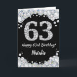 Happy 63. Geburtstagskarte Black and Silver Glitze Karte<br><div class="desc">Happy 63. Geburtstagskarte Black and Silver Glitzer Card mit personalisiertem Namen. Für weitere Anpassungen klicken Sie bitte auf die Schaltfläche "Anpassen" und verwenden Sie unser Designwerkzeug,  um diese Vorlage zu ändern.</div>