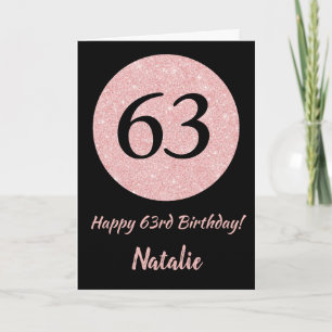 Happy 63. Geburtstagskarte Schwarz und Rose Pi Gli Karte