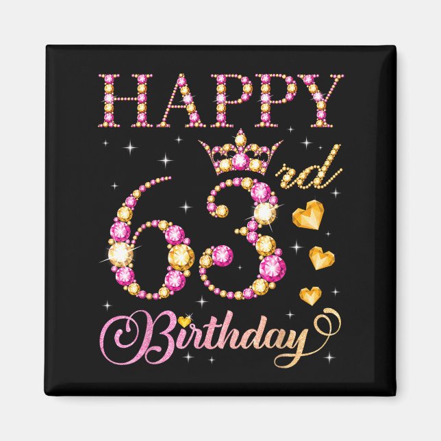 Happy 63rd Birthday 63 Years Old Men Women Birthda Magnet (Vorne)