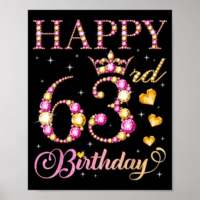 Happy 63rd Birthday 63 Years Old Men Women Birthda Poster (Vorne)
