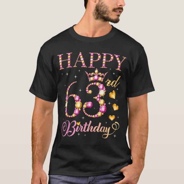 Happy 63rd Birthday 63 Years Old Men Women Birthda T-Shirt (Vorderseite)