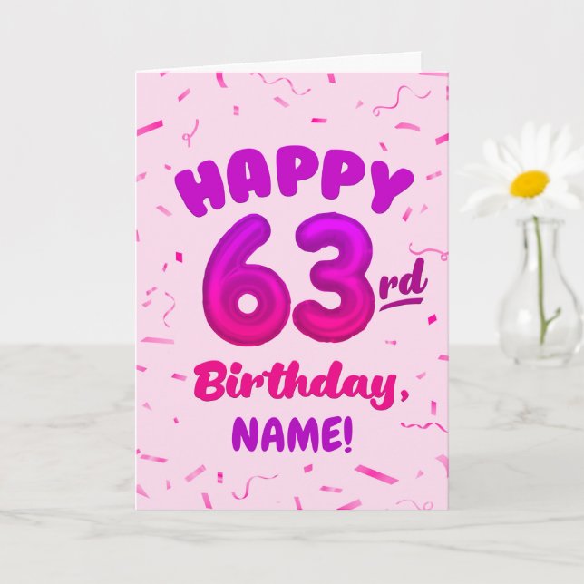 Happy 63rd Birthday Card with Custom Name Karte (Kleine Pflanze)