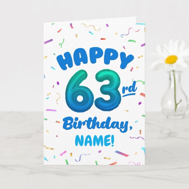Happy 63rd Birthday Card with Custom Name Karte (Kleine Pflanze)