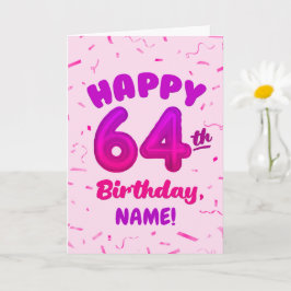 Happy 64th Birthday Card with Custom Name Karte
