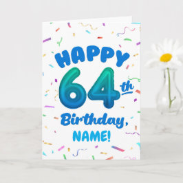 Happy 64th Birthday Card with Custom Name Karte